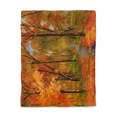 Autumn Trail Duvet Cover | Orange Landscape Trees Decor