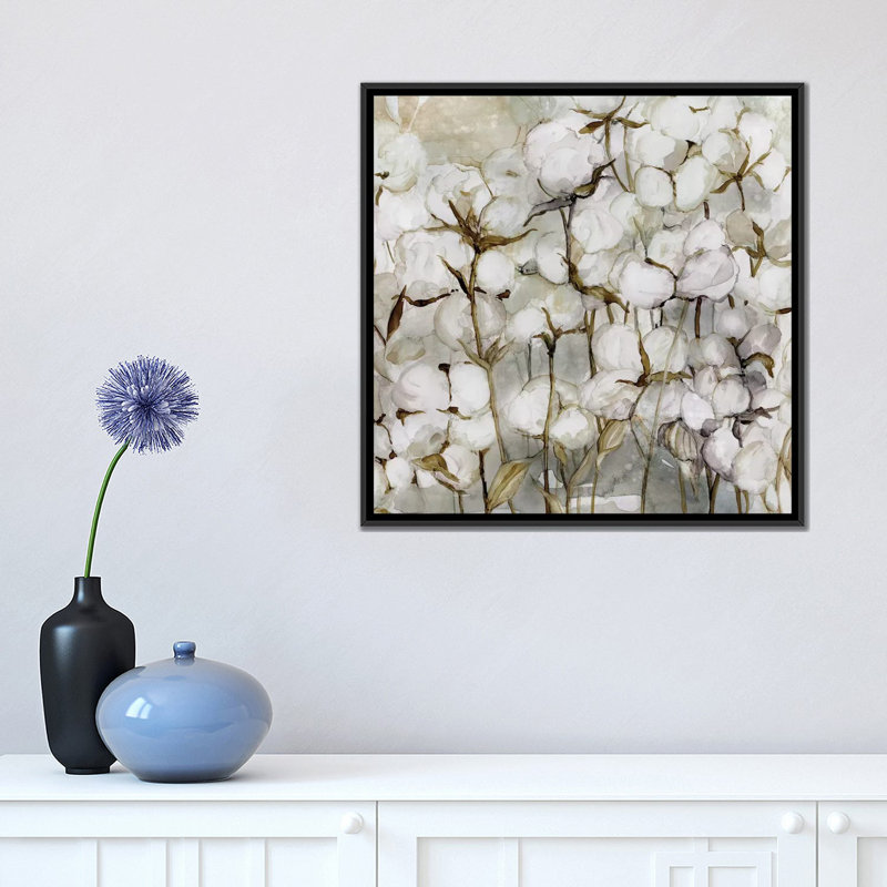 «Cotton Field», reproduction sur toile, H 18 po x l 18 po x P 1,5 po, Toile avec cadre noir, Pas de tapis