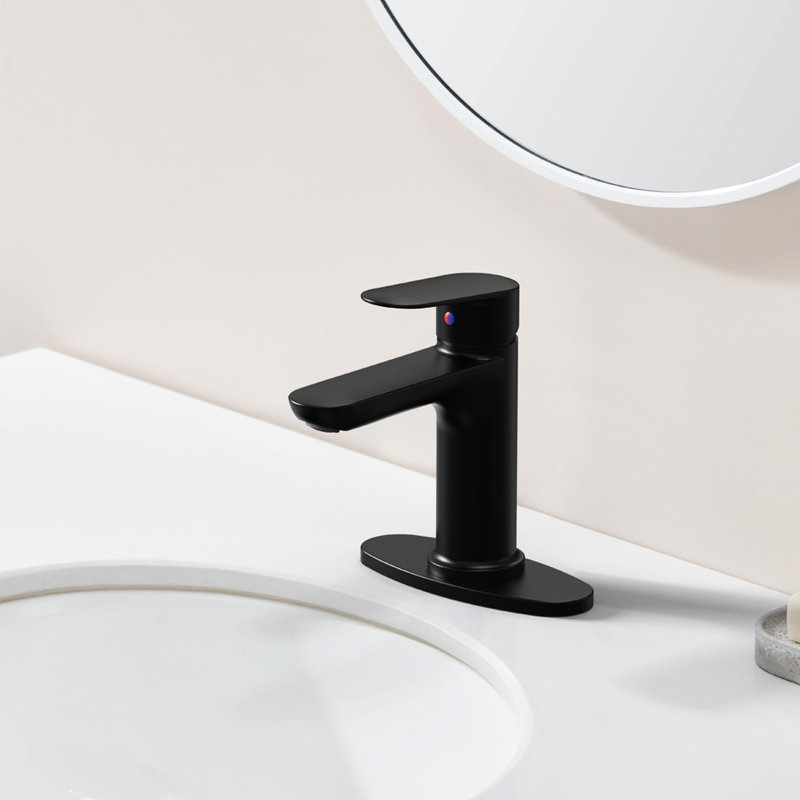 Robinet noir mat moderne pour salle de bain - 1 poignée à fixation sur le comptoir, Noir mat