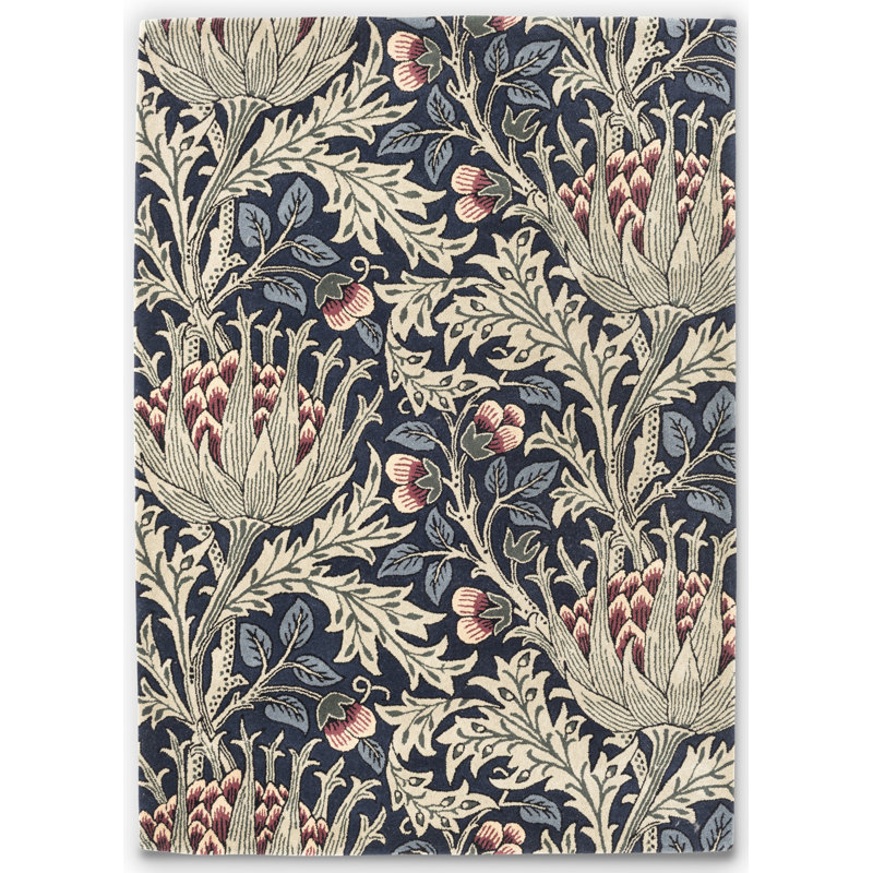 Morris Hand Tufted Wool Floral Area Rug in Blue, Rectangle 8'2" x 11'6"