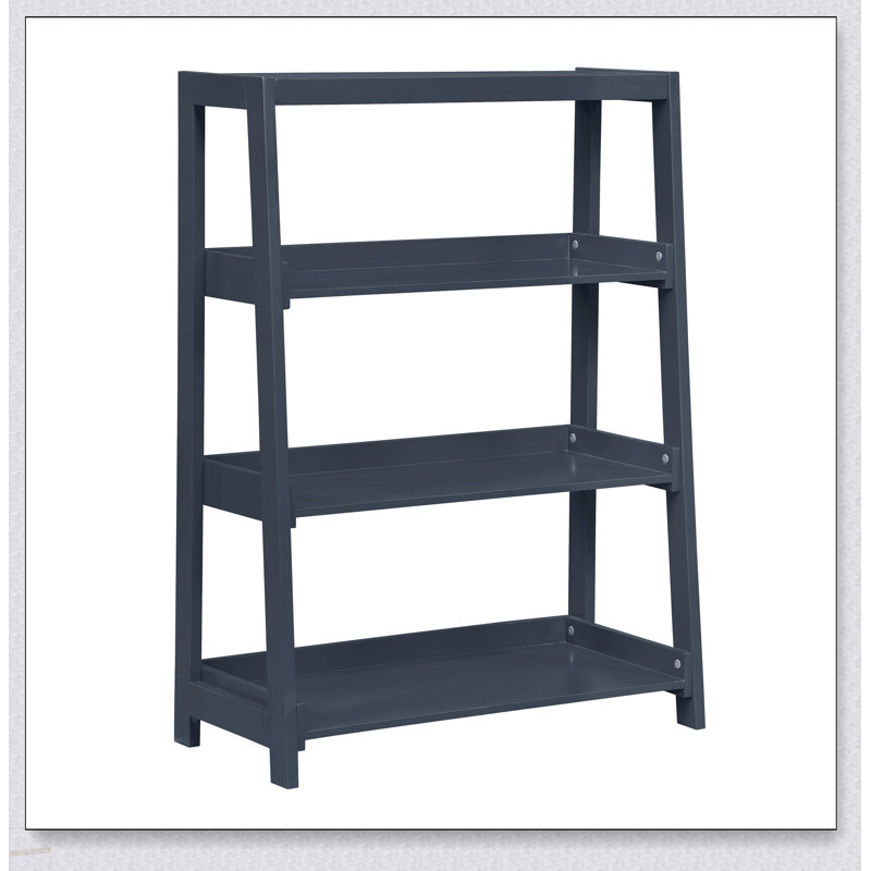 Bibliothèque moderne moderne à 3 tablettes avec une finition bleue élégante, parfaite pour un rangement et une présentation élégants