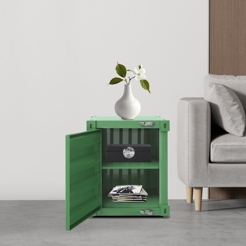 Industrial Style Iron Side Table, Green