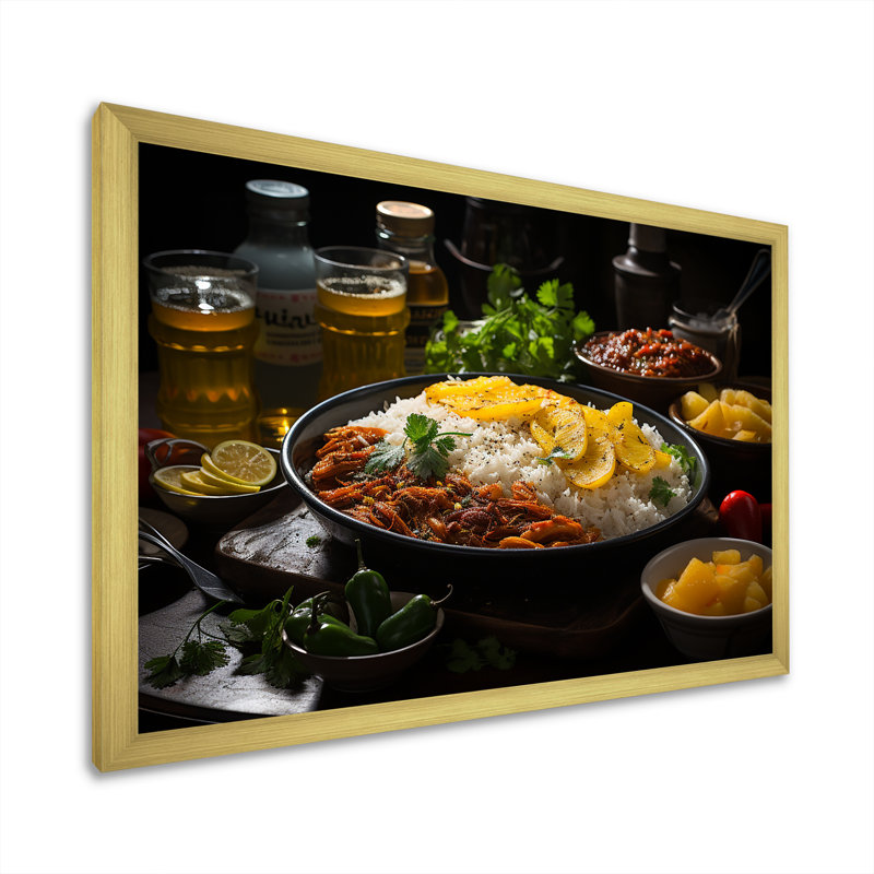 Arôme cubain Food Impression III, H 24 po x l 32 po x P 1 po, Cadre doré simple