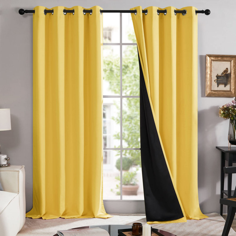 Paire de rideaux occultant avec œillets Deconovo, L 52 po x L 108 po, Jaune jaune