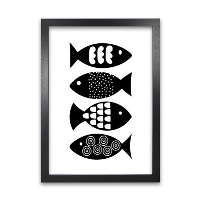 Black And White Scandi Fish - Print