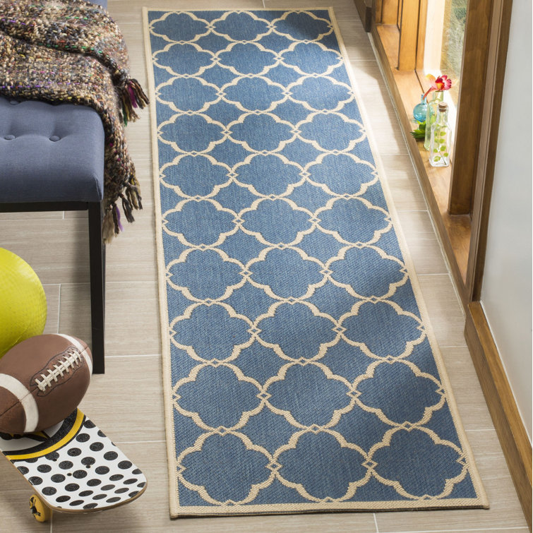 Tapis bleu / crème Croker