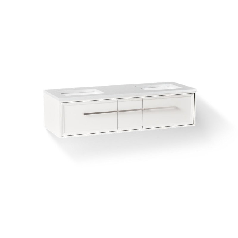 Lodern 60" Vanity With Quartz Countertop, Sink And Hardware Included, Linen White