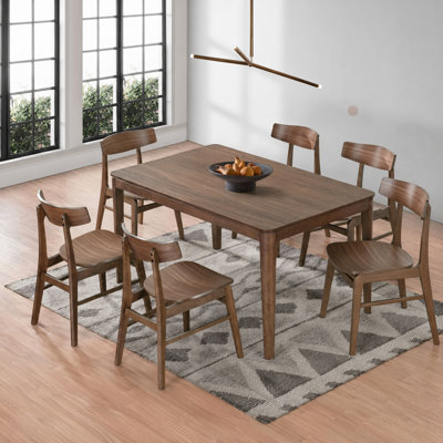 Solid Wood Dining Set with Sculpted Chairs