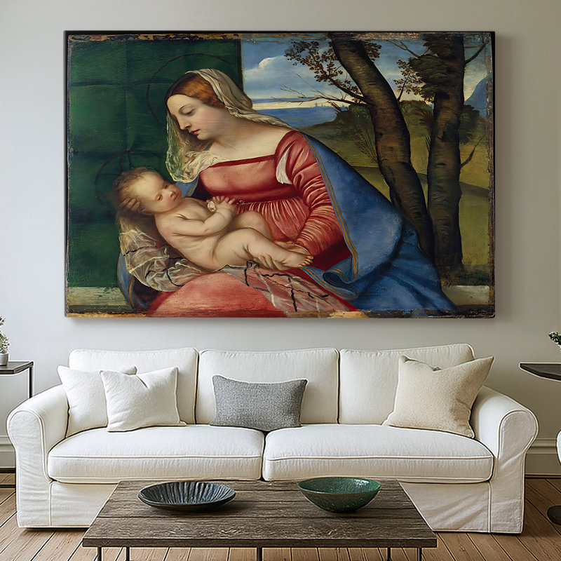 Madonna and Child (The Lochis Madonna) -Titien-Toile tendue avec châssis-c. 1508-1510, 32 x 48
