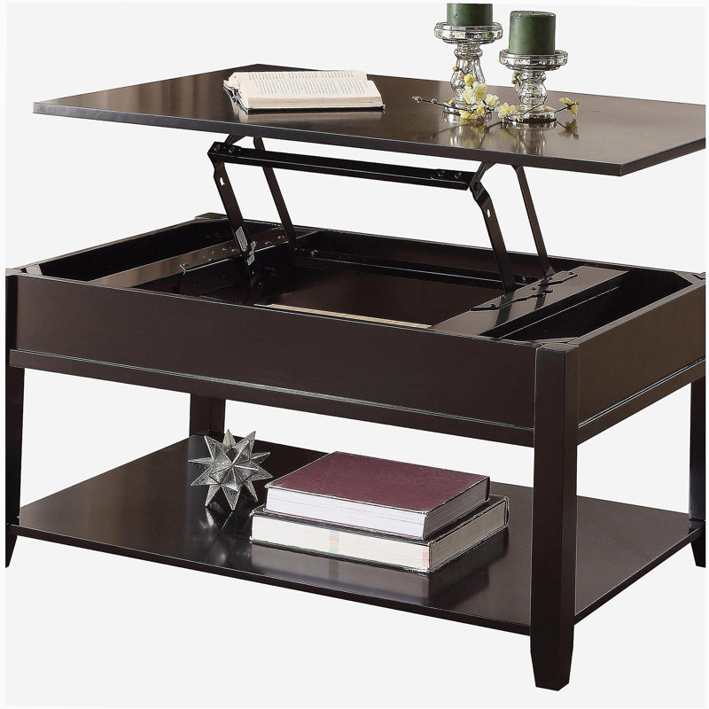 Table basse noire avec surface relevable