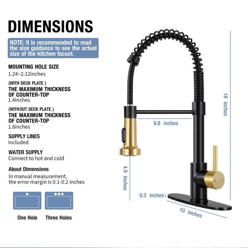 Kitchen Faucets with Pull Down Sprayer, Black Gold