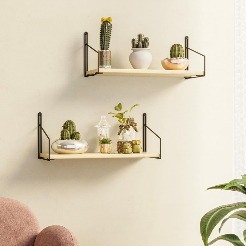 Ensemble de 2 tablettes murales en bois massif