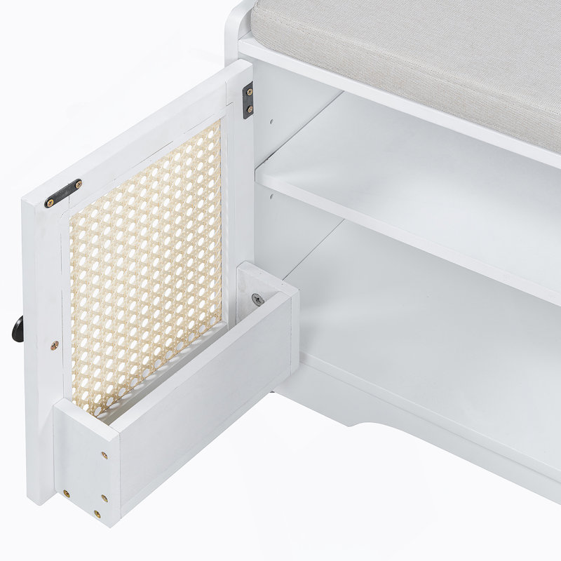 Banc de rangement Rustic, Beige / Blanc