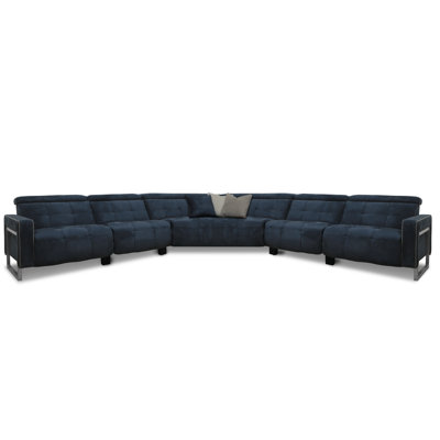 Canapé modulaire inclinable symétrique en cuir véritable Casino Royale