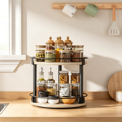 2-Tier Rotating Spice Rack Organizer With Smooth 360-Degree Rotation, Compact And Versatile Lazy Susan For Kitchen Countertop And Cabinet Storage