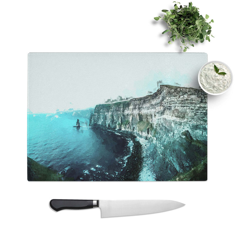 Tempered Glass Cliffs of Moher County Clare Chopping Board, 39 cm W x 28.5 cm L