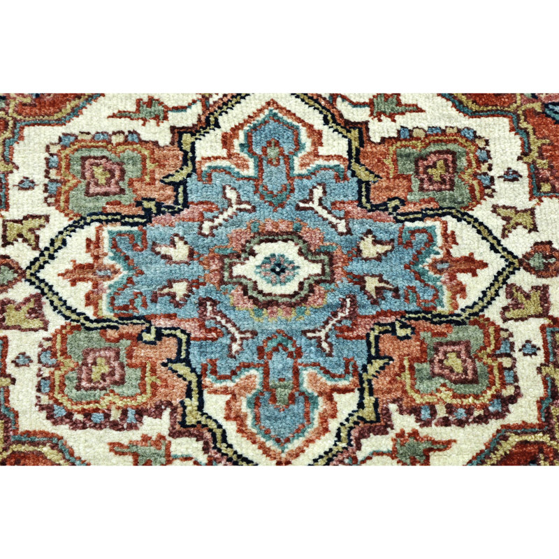 Hand Knotted Wool Area Rug in Red, Runner 2'6" x 10'