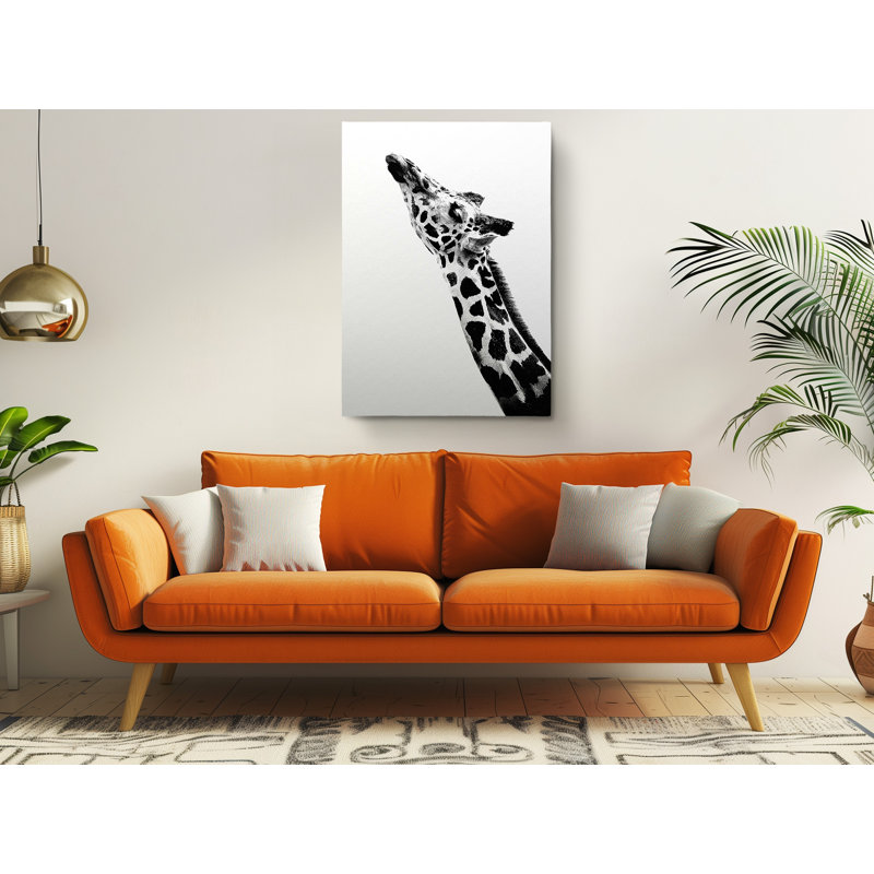 Impression sur toile girafe naturelle noire et blanche, H 36 po x l 24 po