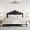 Tête de lit plateforme capitonnée en velours capitonné Antonious, réglable en hauteur à 3 niveaux, sans sommier, rangement sous le lit, grand lit, noir
