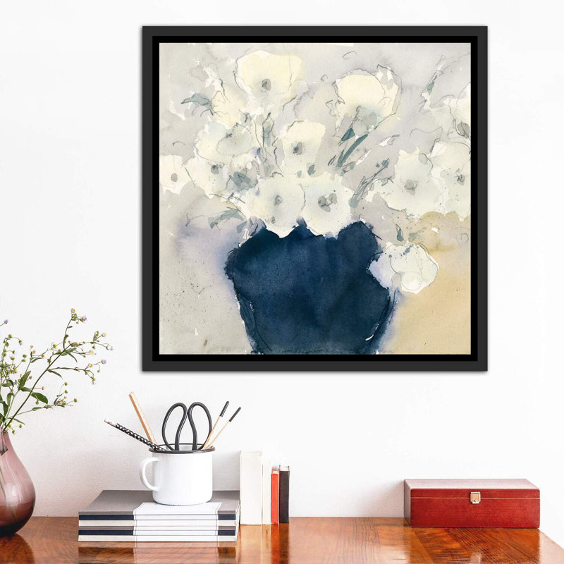 «Bouquet», reproduction d'art encadrée, Cadre noir vieilli, H 37 po x l 37 po x P 1,5 po