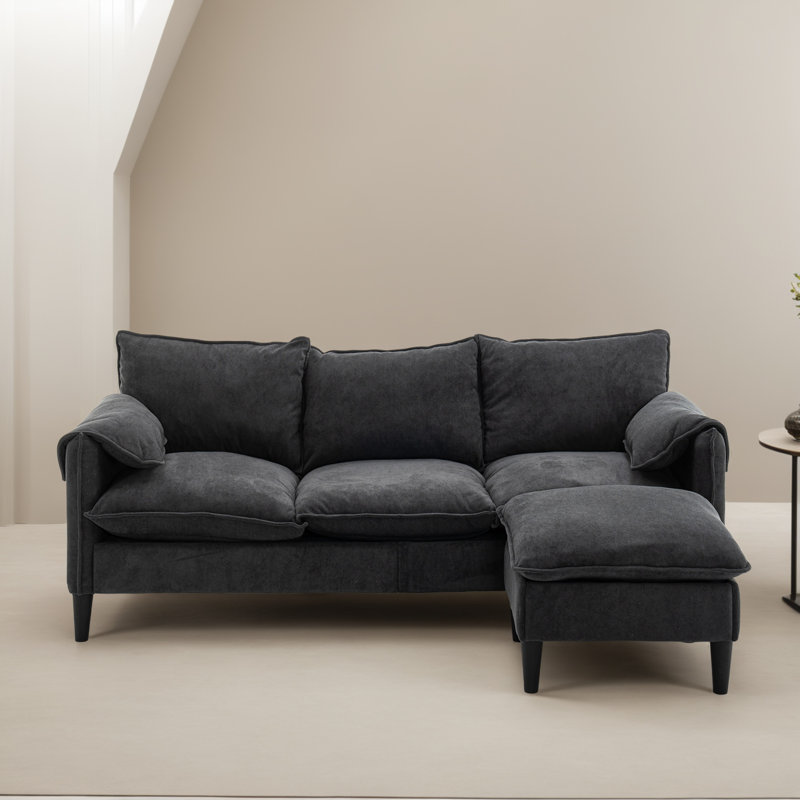 Canapé modulaire réversible 78,76 po avec repose-pieds pour salon, Polyester gris