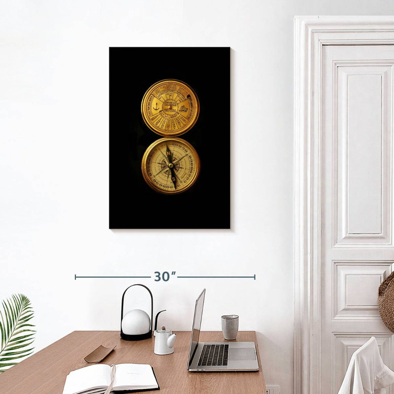 Gold Navigational Compass, 30" H x 20" W