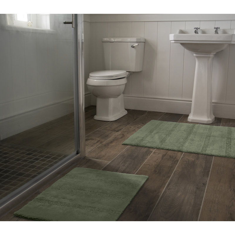 Maaza Nylon 2 Piece Bath Rug Set with Non-Slip Backing, Deep Fern