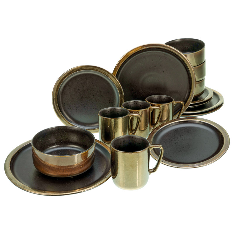 Modern Industrial Black, 16-Piece Dinnerware Set