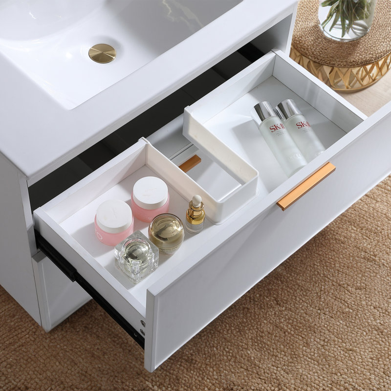 30'' Matte White Modern Wall-Mounted Single Bathroom Vanity Set