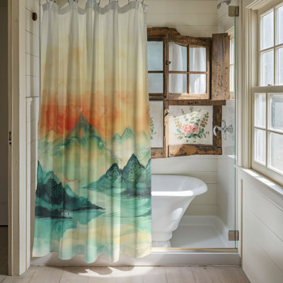 Oriental Landscape Prints - Rideau de douche standard 1 pièce