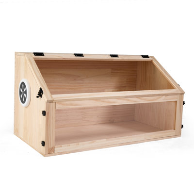 Habitat en bois pour hamster avec porte supérieure à charnières et panneau avant transparent