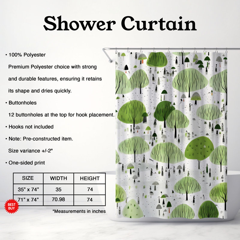 Rideau de douche Verdant Rain - Premium, H 74 po x l 71 po