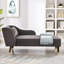 Chaise longue élégante avec revêtement en velours gris et structure rembourrée en bois d'eucalyptus