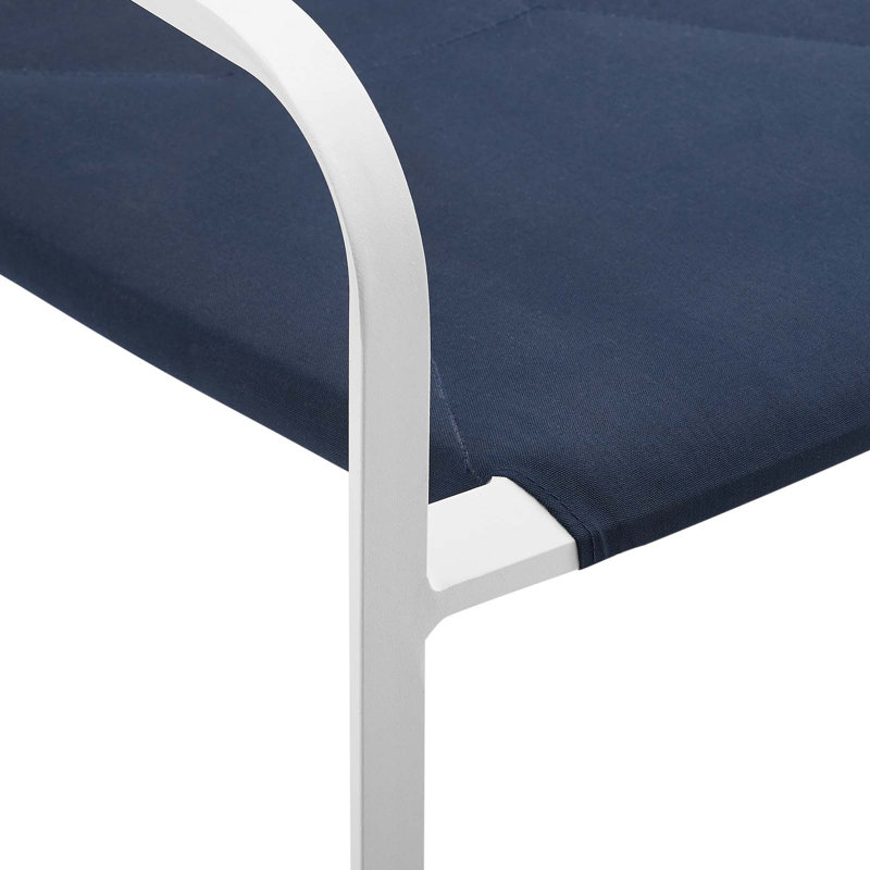 Ensemble repas d'extérieur en aluminium avec 6 chaises empilables Raleigh, Bleu marine