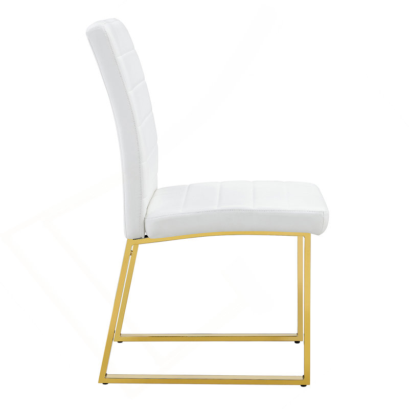 Ensemble de 8 chaises robustes avec coussins épais et structure en fer pour la maison ou le bureau., 8, Blanc