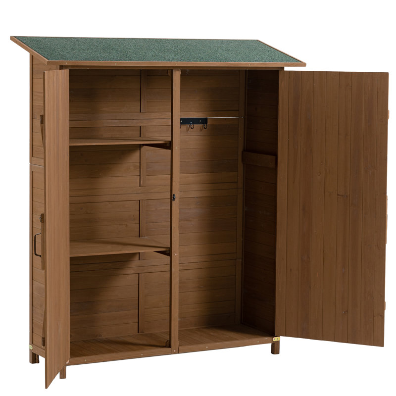 Armoire d'extérieur en bois massif Lean-To, Brun