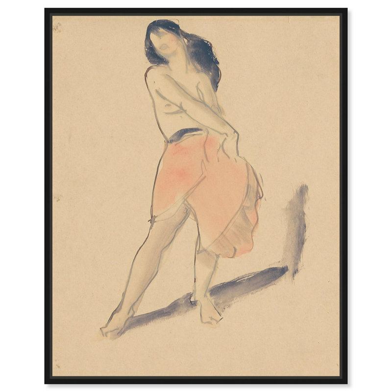 Danseuse dans une jupe rouge , H 21 po x l 17 po, Cadre flottant noir