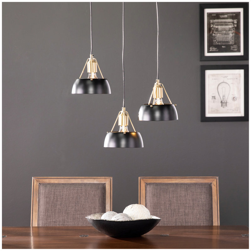 Luminaire suspendu grappe 3 lumières Renmarco, Noir