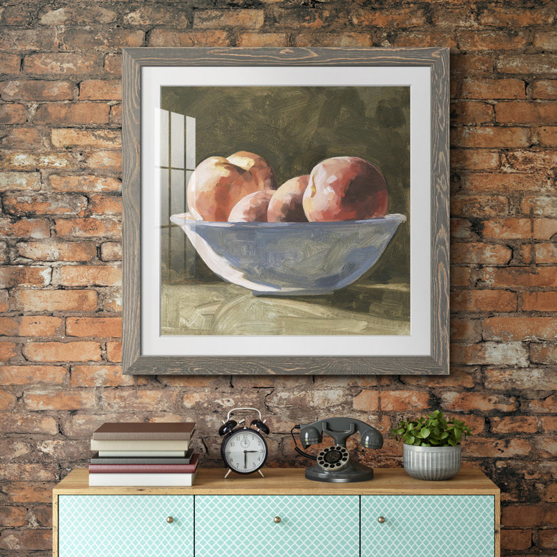 «Bowl of Peaches I-Premium», reproduction encadrée prête à être accrochée, H 27,5 po x l 27,5 po x P 1,5 po, Cadre gris