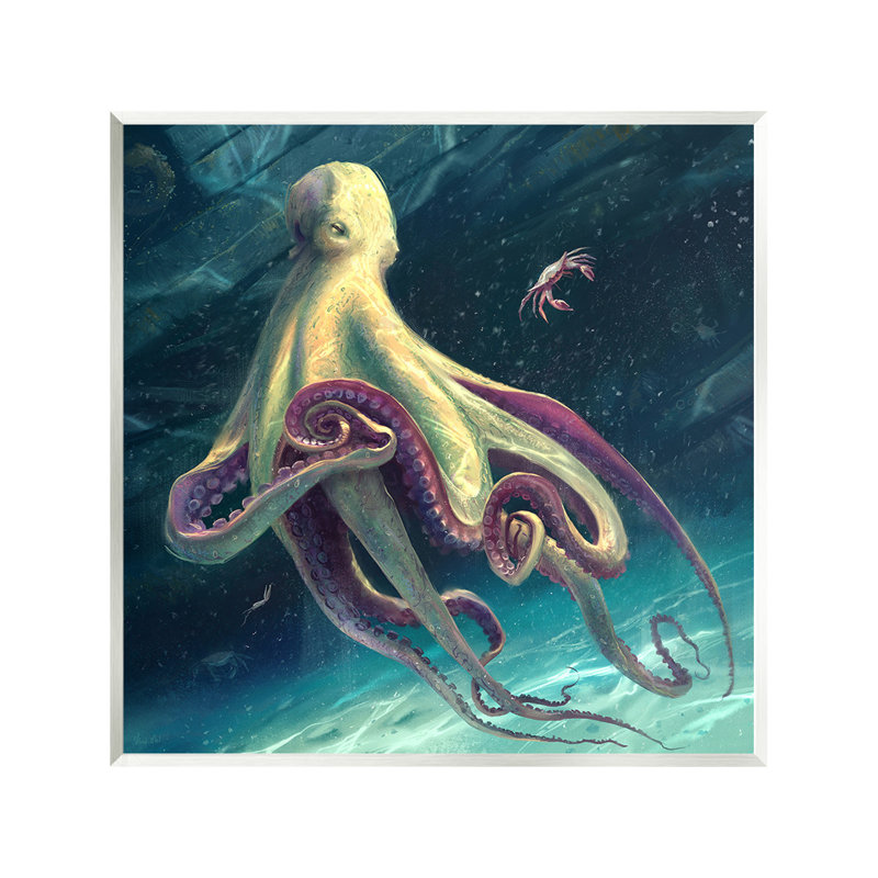 "Deep Water Octopus", art mural sur bois