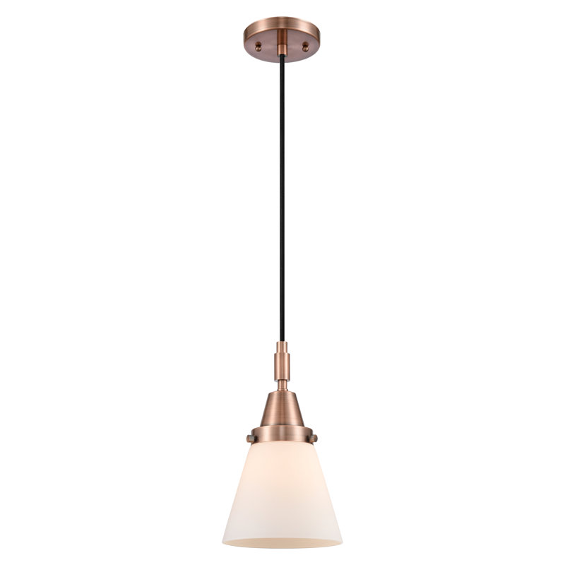 Downtown Urban - Caden Cone - 1 Light  Cord Hung Mini Pendant - Shade, 129.88" H x 6.25" W x 6.25" D, Matte White