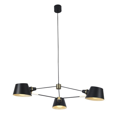 Lustre en fer noir 3 lumières avec abat-jour en aluminium Yancy