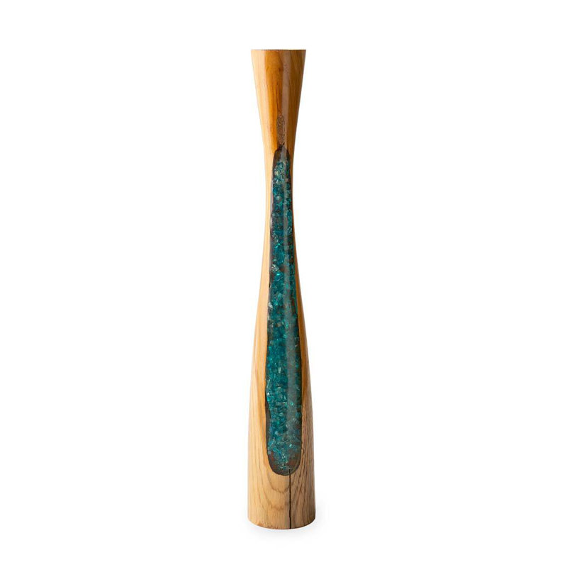 Bougeoir de table 19,75 po, H 23,5 po x l 3,75 po x P 3,75 po, Bleu sarcelle