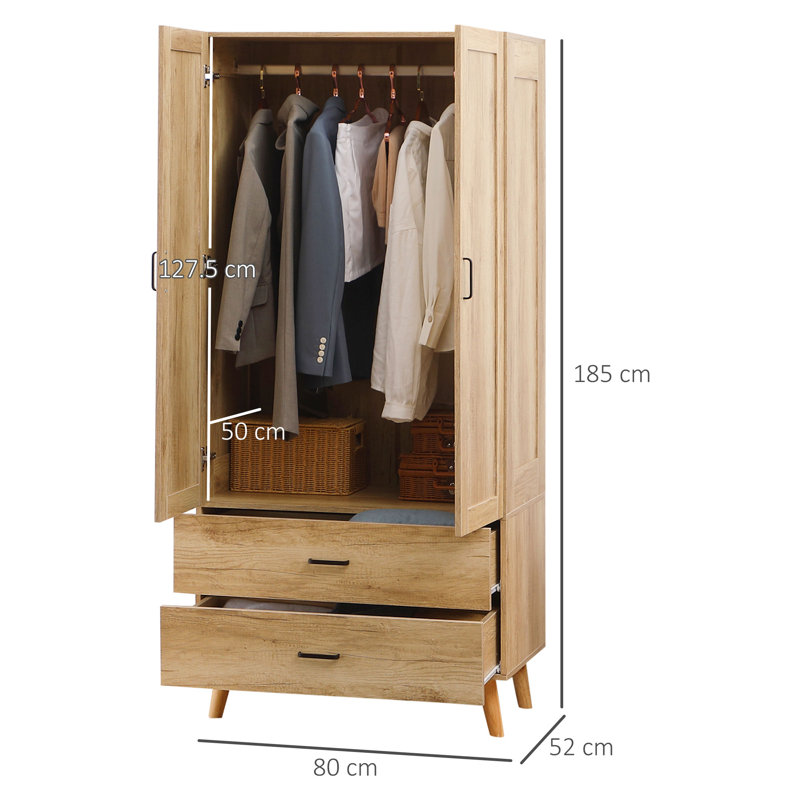 Khallil 2 Door Manufactured Wood Wardrobe