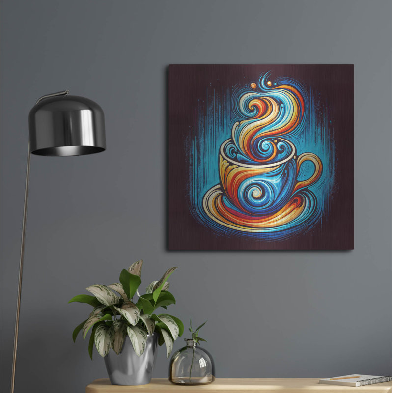  «Coffee Cup Abstract» par Rey Klimt, art mural en métal, 36 po x 36 po, H 24 po x l 24 po
