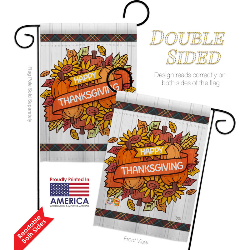 Drapeau de jardin en polyester 18,5 po x 13 po Grateful Thanksgiving
