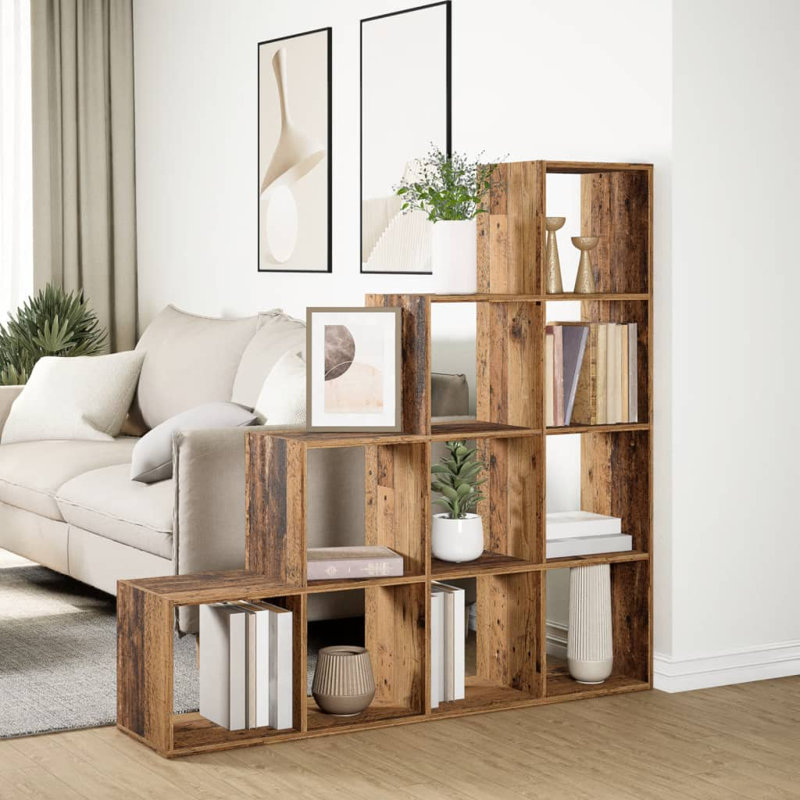 Saphronia Bookcase, Old Wood, (4 Shelves) 131.5cm H x 131.5cm W x 29cm D