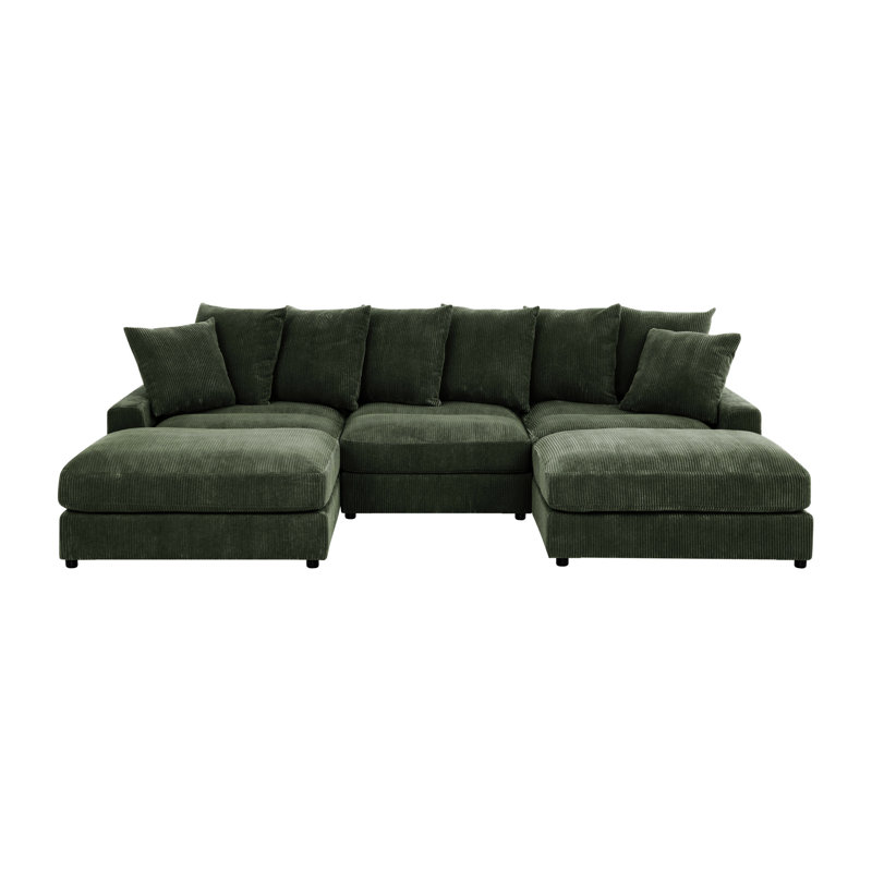 Canapé modulaire réversible d'angle avec repose-pieds, Vert
