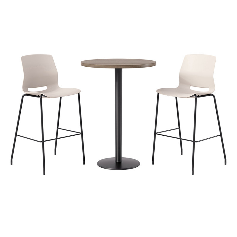 2 - Person Bar Height Dining Set, Cream/Black, Studio Teak