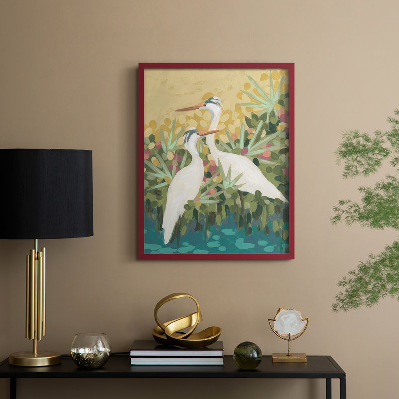 Reproduction encadrée Heron Lagoon II - bois massif, H 21 po x l 17 po, Rouge